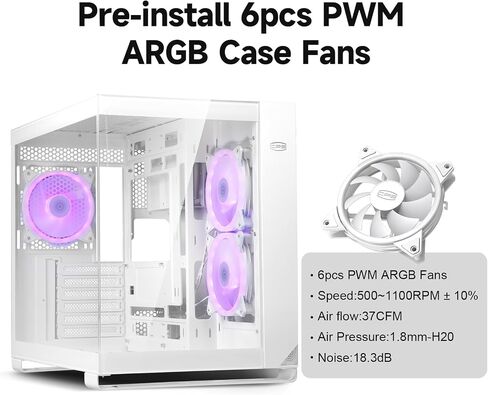 PCCOOLER C3T500 ARGB PC Case Mid Tower Desktop Computer Gaming Superior Case for ATX/M-ATX/ITX with 6 ARGB Case Fans,Column-Free Design,360MM Radiator&400MM GPU Support,Easy Installation (White) in Saudi Arabia