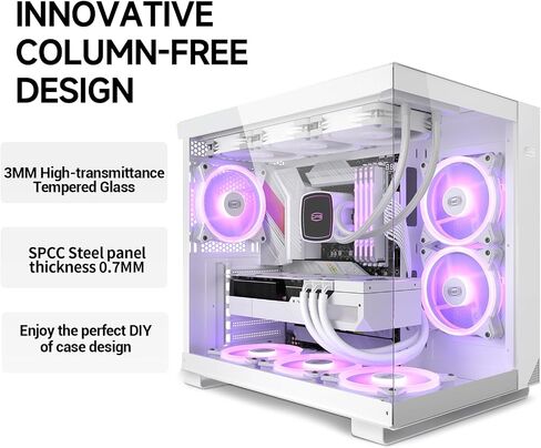 PCCOOLER C3T500 ARGB PC Case Mid Tower Desktop Computer Gaming Superior Case for ATX/M-ATX/ITX with 6 ARGB Case Fans,Column-Free Design,360MM Radiator&400MM GPU Support,Easy Installation (White) in Saudi Arabia
