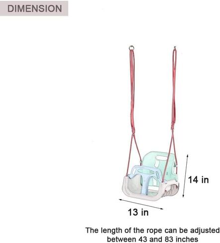 أرجوحة أطفال 3 في 1، مقعد أرجوحة للرضع/الأطفال الصغار، مع حبال قابلة للتعديل، مقعد أرجوحة مريح وآمن رائع لمجموعة الأشجار/الأرجوحة، داخلي، خارجي، ساحة لعب، خلفية (وردي) in Kuwait