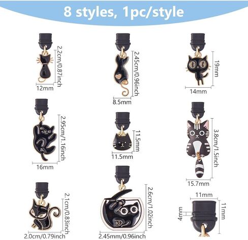 DICOSMETIC Dust Plug Charms Bulk Cat Type-C Charging Port Charm Cell Phone Charms Plug Cover Plastic Dust Plugs with Alloy Enamel Resin Charms USB C Port Cap Protector Pendant for Earphone Cellphone in Saudi Arabia