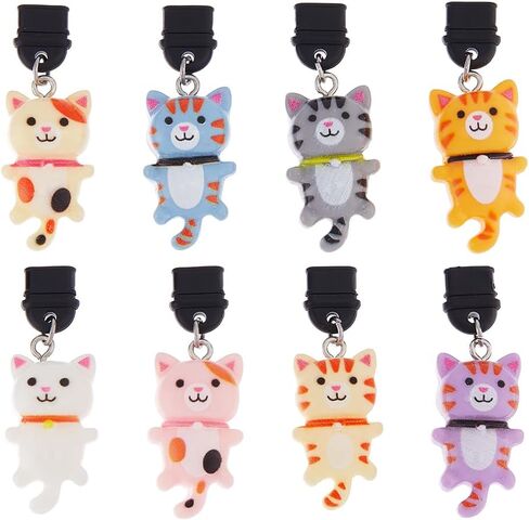 DICOSMETIC Dust Plug Charms Bulk Cat Type-C Charging Port Charm Cell Phone Charms Plug Cover Plastic Dust Plugs with Alloy Enamel Resin Charms USB C Port Cap Protector Pendant for Earphone Cellphone in Saudi Arabia