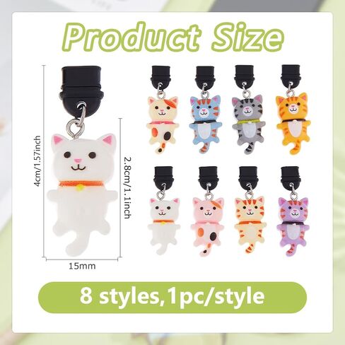 DICOSMETIC Dust Plug Charms Bulk Cat Type-C Charging Port Charm Cell Phone Charms Plug Cover Plastic Dust Plugs with Alloy Enamel Resin Charms USB C Port Cap Protector Pendant for Earphone Cellphone in Saudi Arabia