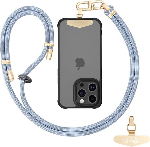 Adjustable Anti-Theft Phone Lanyard -Rope Neck & Crossbody Strap with Secure Locking Metal Clip for Smartphones (Black) in Saudi Arabia