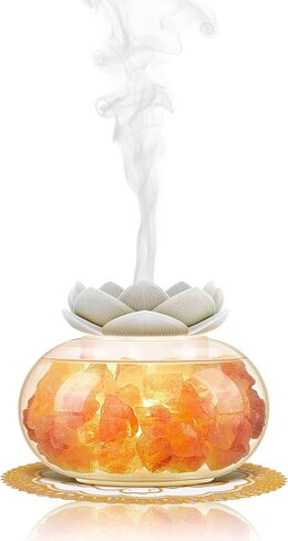 Essential Oil Diffusers Aromatherapy Diffuser: Vyaime Salt Lamp Diffuser for Home Bedroom Office, Pink Crystal Himalayan Cute Lotus Auto Shut-Off 7 Colors LED Night Light - VY250522 in Kuwait