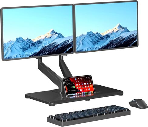 Pholiten Adjustable Dual Monitor Arms with Gas Spring for 17-32 inch Screens,Pneumatic Dual VESA Monitor Mount with Base,Freestanding Full Motion Dual Monitor Desk Stand Holds up to 22 lbs Each. ﻿ in Saudi Arabia