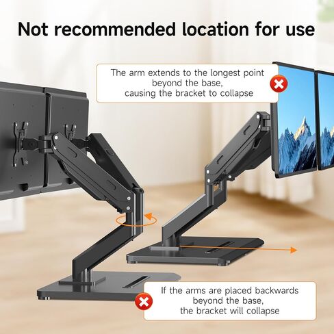Pholiten Adjustable Dual Monitor Arms with Gas Spring for 17-32 inch Screens,Pneumatic Dual VESA Monitor Mount with Base,Freestanding Full Motion Dual Monitor Desk Stand Holds up to 22 lbs Each. ﻿ in Saudi Arabia