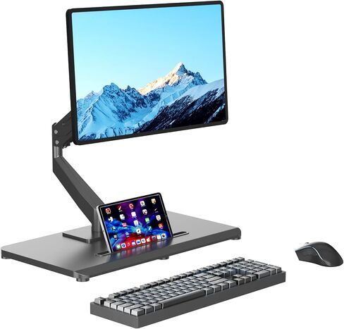 Pholiten Adjustable Dual Monitor Arms with Gas Spring for 17-32 inch Screens,Pneumatic Dual VESA Monitor Mount with Base,Freestanding Full Motion Dual Monitor Desk Stand Holds up to 22 lbs Each. ﻿ in Saudi Arabia