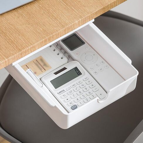 درج تحت المكتب، عبوتان قابلتان للتخزين تحت المكتب، درج ذاتي اللصق، تخزين منزلق تحت الطاولة، منظم تحت المكتب، منظمة المكتب المنزلي، تخزين مخفي باللون الأبيض in Kuwait