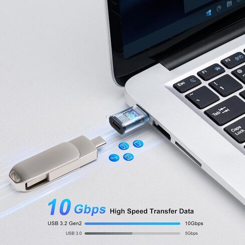 BORLTER CLAMP USB to USB C Adapter OTG with 120W Fast Charging, Type C Female to Type A Male Transparent Adapter for Laptop, MacBook, U Disk, Hard Drive 2-Pack, Blue in Saudi Arabia