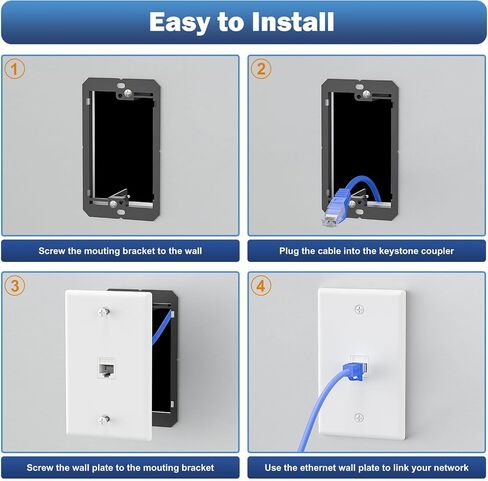 FGB 1-Port Keystone Wall Plate, with Low Voltage Mounting Bracket, with Single Gang Decorator Wall for RJ45, HDMI, and Coax Keystone Inserts, White, 10-Pack in Kuwait