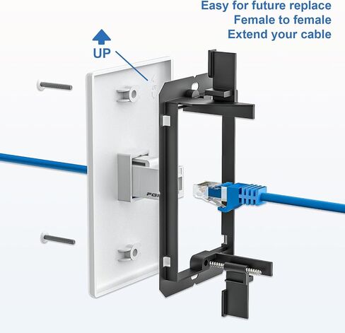 FGB 1-Port Keystone Wall Plate, with Low Voltage Mounting Bracket, with Single Gang Decorator Wall for RJ45, HDMI, and Coax Keystone Inserts, White, 10-Pack in Kuwait