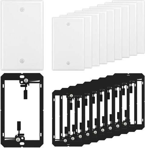 FGB 1-Port Keystone Wall Plate, with Low Voltage Mounting Bracket, with Single Gang Decorator Wall for RJ45, HDMI, and Coax Keystone Inserts, White, 10-Pack in Kuwait