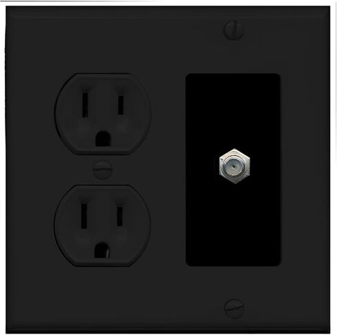 RiteAV (2 Gang Decorative) 15 Amp Round Power Outlet Coax Cable TV Wall Plate - White in Saudi Arabia