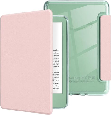 MOROCK Case for All-New Kindle(11th Generation, 2024/2022 Release), Lightweight PU Leather and PC Clear Acrylic Back Cover, Auto Sleep/Wake Case for Kindle 11th Generation 2024/2022, Pink in Saudi Arabia