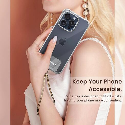 Cell Phone Strap with Wrist Metal Chain Detachable Phone Lanyard Women Girls Hands-Free in Saudi Arabia