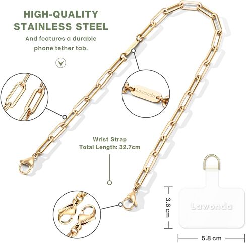 Cell Phone Strap with Wrist Metal Chain Detachable Phone Lanyard Women Girls Hands-Free in Saudi Arabia