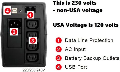 OPTI-UPS (European 230 Volts) Line Interactive UPS Battery Backup with AVR Surge Protection - Uninterruptible Power Supply – Please See Picture (Black, 800va) in Saudi Arabia