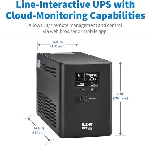 Eaton Tripp Lite Series Cloud-Connected 1500VA UPS Battery Backup & Surge Protector, Remote Management & Monitoring, 1000W, 10 Outlets, LCD Screen, Computer UPS, 3-Year Warranty (SMART1500LCDTXC) in Kuwait
