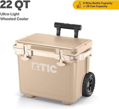 RCT2 22 QT برودة بعجلات ذات عجلات RCT مع مقبض ، صندوق صدر جليدي محمولة معزولًا للشاطئ ، المشروبات ، المشروبات ، التخييم ، النزهة ، الصيد ، القارب ، الشواء in Saudi Arabia