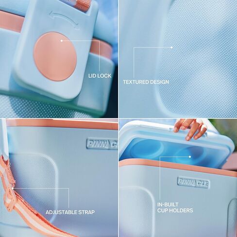 Pinnacle 8.5Qt Mini Cooler – 14 x 7.6 x 10.6In Ice Box with Smart Divider, Locking Lid, Adjustable Shoulder Strap – Insulated Picnic Basket Beach Cooler Bag – 36- Hour Ice Retention – Stylish Colors in Saudi Arabia