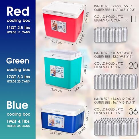 LifeBROS 19qt Insulated Portable Cooler Leak-Proof Airtight Ice Chest Dry Box Hard Cooler Plus Ice Packs for Travel, BBQ, Camping, Picnic-Blue in Saudi Arabia