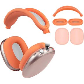 SOULWIT Protective Kit for AirPods Max, Headband Cover + TPU Case Protector + Silicone Ear Pads Cover, Sweatproof Accessory, Easily Washable, Anti-Scratch (Black)