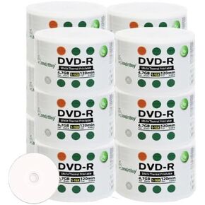 Smartbuy 600-disc 4.7gb/120min 16x DVD-R White Thermal Hub Printable Blank Media Recordable Disc