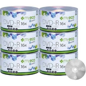 300 Pack MyEco DVD-R 16X 4.7GB/120Min Silver Logo Top Write Once Blank Media Record Disc