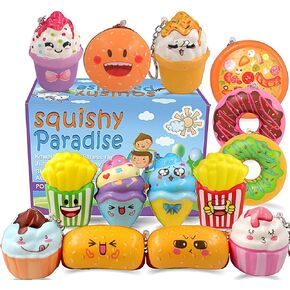 POKONBOY 30 Pack Kawaii Squishies Squishy Toys, Animals Squishies Cute Unicorn Donuts Slow Rising Creamy Scent Stress Relief Squishies Pack Party Favors Decorative with Key Chain