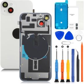 AGCUT for iPhone 14Plus Back Glass Replacement for iPhone 14 Plus Rear Back Glass with Wireless Charging Flex Cable+Flashlight +Microphone+Camera Frame All Parts (Midnight)