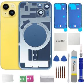 14 Back Glass Replacement with Metal Camera Frame &Magnet for iPhone 14(6.1-inch Red) & Includes Replacement Tools