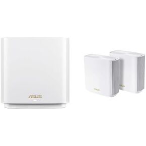 Bundle of ASUS ZenWiFi XT9 AX7800 Tri-Band WiFi6 Mesh WiFi System (1Pack), 802.11ax, up to 8550 sq ft (1pk + 2pk), AiMesh, Lifetime Free Internet Security, Parental Controls, 2.5G WAN Port