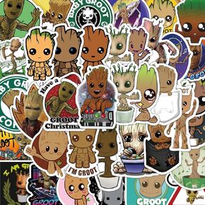 Groot Stickers 50 Pcs Water Bottle Waterproof Vinyl Decals,Cute Cartoon Characters Stickers for Kids Teens Adults Waterproof Vinyl Decals for Water Bottle Laptop Luggage