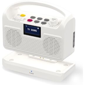 ANSTEN Portable Wireless Speakers for TV Voice Highlighting Wireless TV Speaker for Hard of Hearing Elderly, Dual Loudspeakers Bluetooth Speakers, 3 Sound Modes, LCD Display, SOS Function, FM Radio