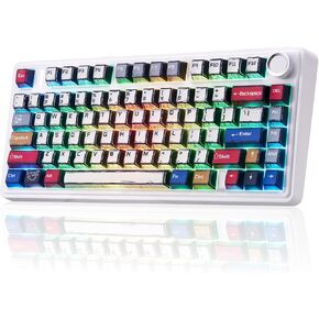 لوحة المفاتيح الميكانيكية X Aula F75 ، لوحة مفاتيح ألعاب RGB اللاسلكية W/Knob ، 81 مفاتيح حشية مضغوطة مُحسّمة مسبقًا مفاتيح حاصلة على سرب السوار الساخنة ، Bluetooth/2.4 جيجا هرتز/Type-C ،