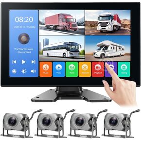10.2 بوصة اللمس مراقبة 4-channel 1080p الكاميرا الاحتياطية للشاحنة/RV/نصف مقطورة/فان/سيارات مع تسجيل DVR/تشغيل/Bluetooth/FM Radio/Music/Video Player