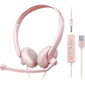 Headset with Microphone for PC - Wired USB Headset Computer Headphones with Microphones