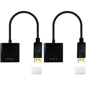 2 Pack DisplayPort to VGA Adapter DP to VGA Converter for Laptop, PC, Monitor, Projector, HDTV 1080p Full HD Support