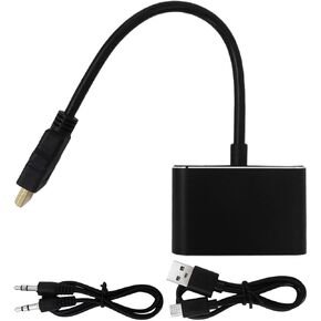 Loner HDMI to VGA, HDMI to VGA Adapterfor Computer, Desktop, Laptop, PC, Monitor, Projector, HDTV and More - Black 1920x1080P@60HZ, The HDMI Ports Supports 2K HD (2560x1440@@60HZ), Updated