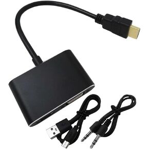 Loner 2 in 1 HDMI to VGA+HDMI Adater for Windows XP/7/8/8.1/10/11 and for Mac OS and for Linux Systems HDMI+VGA Dual Ports, Updated