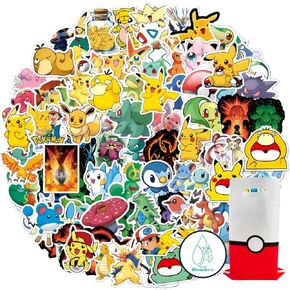 100Pcs Bombee's Cartoon Pokemon Stickers in Gift Bag. for Suitcase Skateboard Laptop Computer Water Bottles Car Teens Boys Girls Decal Waterproof Sticker.