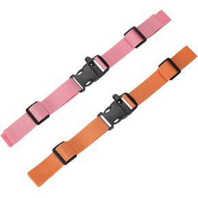 Backpack Chest Strap [2PCS] - Adjustable Sternum Straps with Emergency Whistle Buckle Use for Backpack Replacement & Hiking - [Pink & Orange] Chest Belt Quick Release Buckle