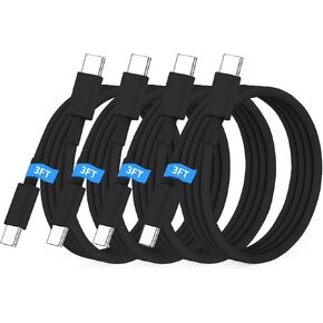 كابل USB C لسلك شاحن iPhone 15 بطول 6 أقدام، 3 حزم، كابل USB C منسوج 60 وات بديل لـ iPhone 15 Plus/15 Pro Max، MacBook Pro 2021/2020، iPad 12.9 بوصة/Air 5/4، لهاتف Samsung Galaxy S23+/S23 فائقة