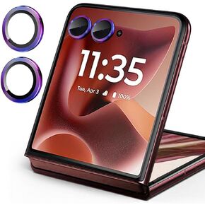 2 Set for Motorola Razr 60 Ultra Camera Lens Protector, 9H Tempered Glass Camera Cover Protector Metal Ring Decoration Accessories (Black)