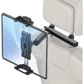 Car Seat Headrest Tablet Holder, [Mobile Folding Arm] Back Seat Tablet Mount for Road Trip, Fit Thickness Case (Deep Max 1.18'') for iPad Pro 12.9/ Air/Mini, Galaxy Tab, All 6.1-15.6" Devices