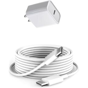 iPad Air 11 Chrager Fast Charging لـ Apple iPad Air 11 بوصة (M3 M2) 2025 2024 ، USB C Block 20W و 10FT USB C TO C Cable ، 1Pack White