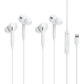 2 Packs Wired Headphones for iPhone.Earphones Built-in Microphone & Volume Control. Earbuds Compatible with iPhone 14/13/12/11 Pro Max/Xs Max/XR/X/7/8 Plus White.