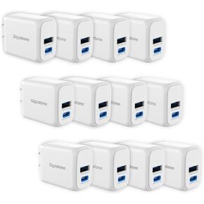Gigastone 12W USB C USB شاحن جدار منفذ مزدوج [12 حزمة]