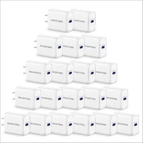 Gigastone 20W USB C Charger [20 Pack] Power Essential PD3.0 Fast Charger Compact USB C Power Adapter Rapid Charging Compatible with iPhone 16/15/14/13/12/11/X/8, Galaxy Note, Goolge Pixel