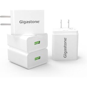Gigastone 18W USB A Wall Charger [4 Pack] QC3.0 Qualcomm Certified 3A Charger Plug, Fast Charging Power Brick,Compact Wall Charger for iPhone 16 15 14 13 12 11 Pro Max Galaxy S22 S21 S20